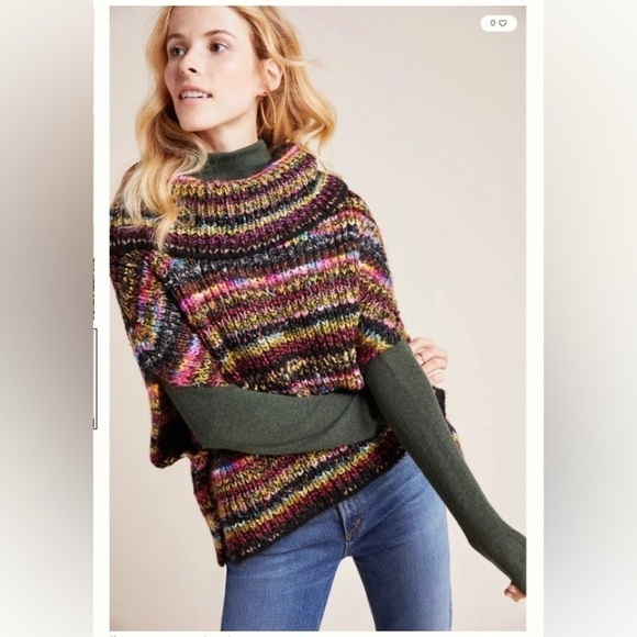 ANTHROPOLOGIE Piera Knit Turtleneck Poncho Sweater - Picture 2 of 12